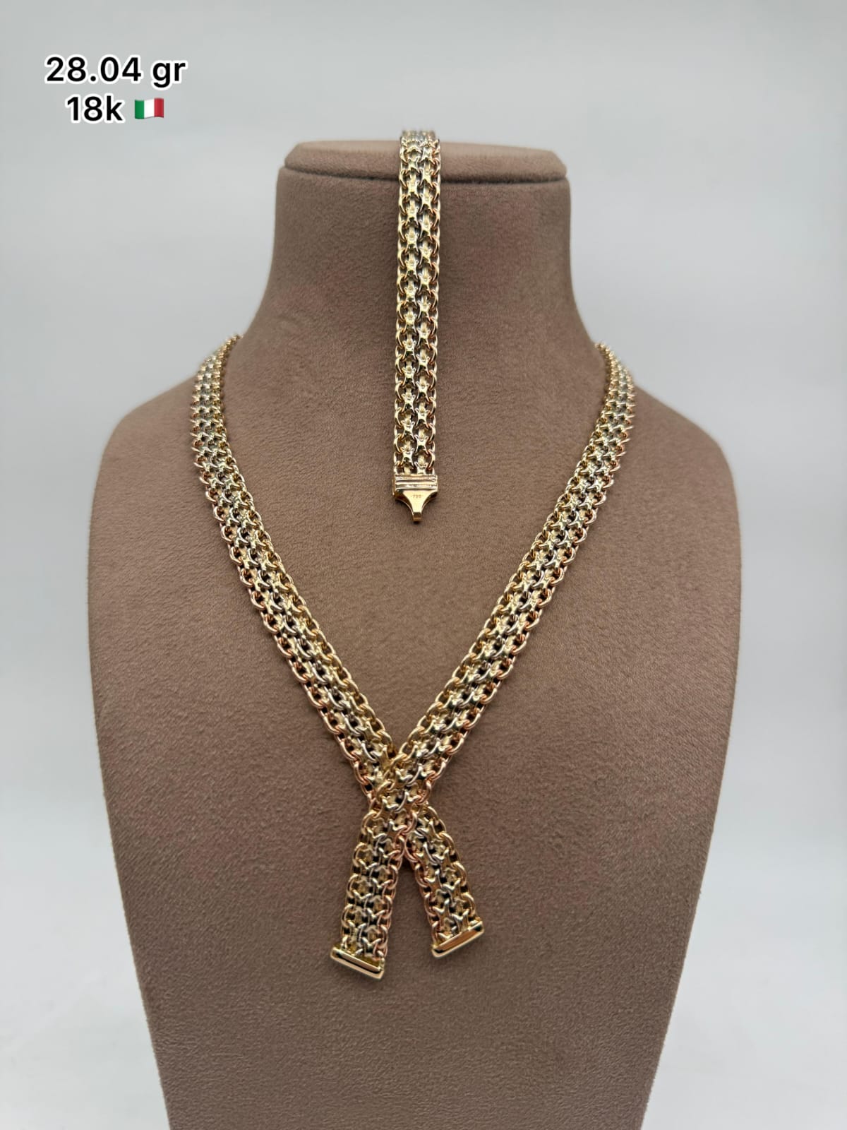 Elegant 18K Gold Italian Necklace & Bracelet Set – 28.04g Luxury Jewelry for Women (Copy)