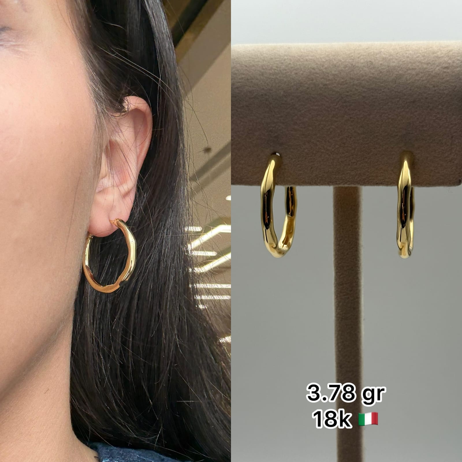 18K Real Gold Hoop Earrings for Women – Italian Luxury Jewelry
