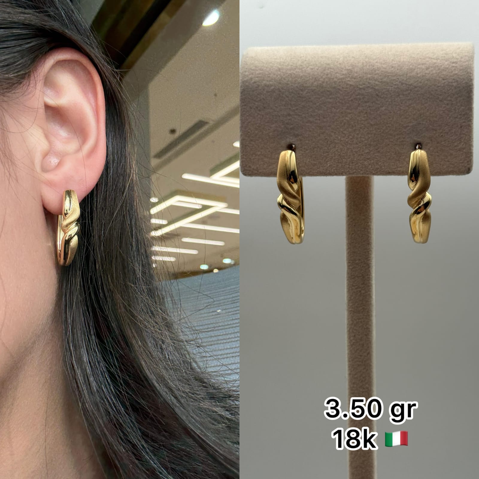 18K Gold Spiral Hoops – Handcrafted Italian Earrings for Women