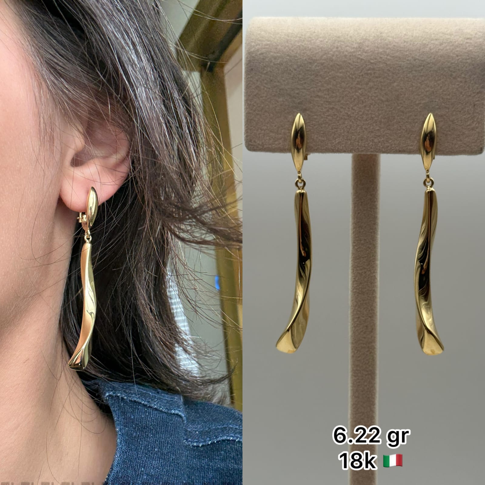 Handcrafted 18K Gold Twisted Earrings – Long Elegant Dangles