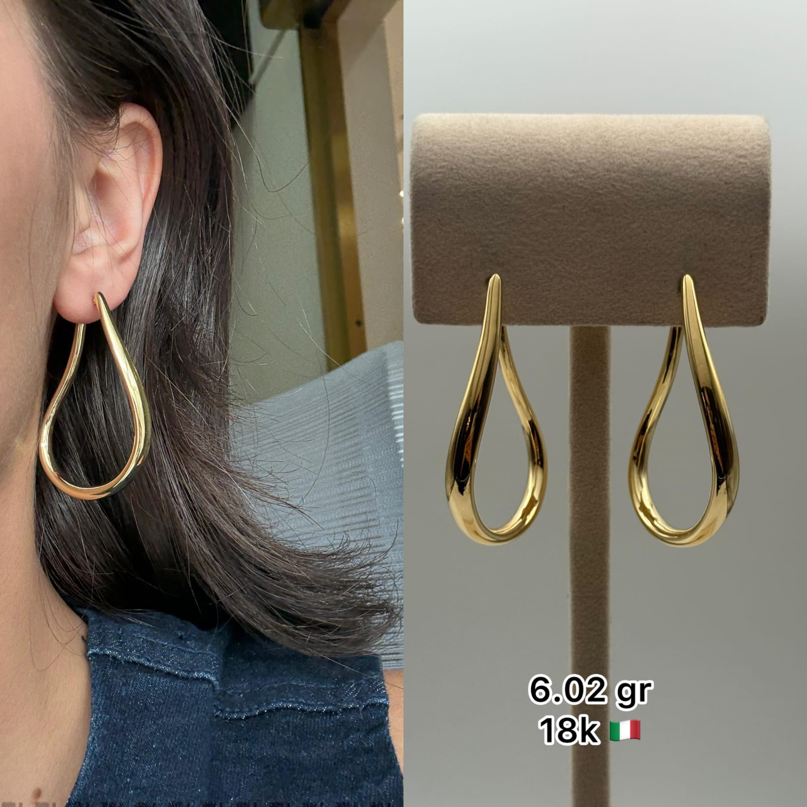 18K Italian Gold Fluid Teardrop Earrings (6.02g)