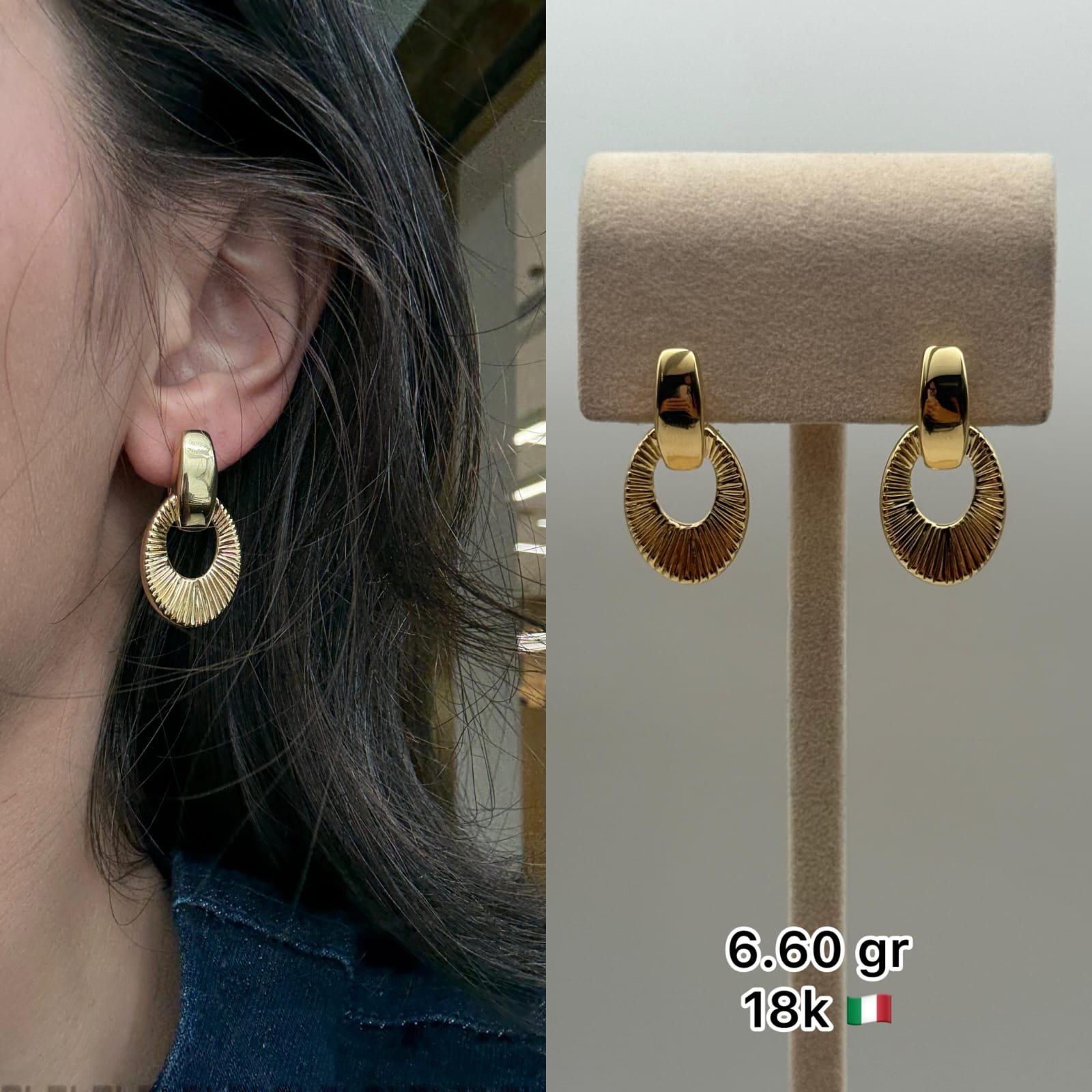 18K Italian Gold Sunburst Drop Earrings (6.60g)