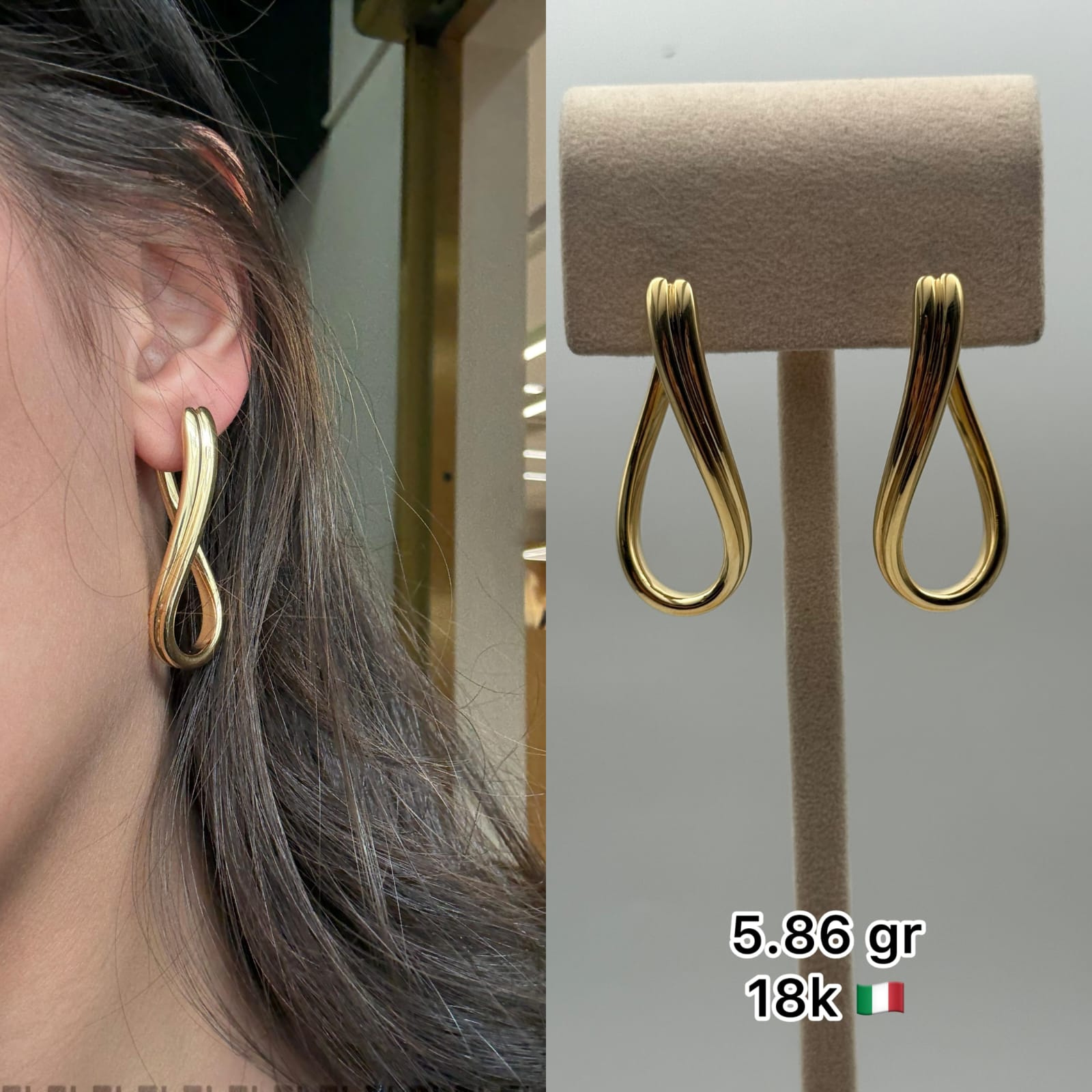 18K Italian Gold Teardrop Twist Earrings (5.86g)