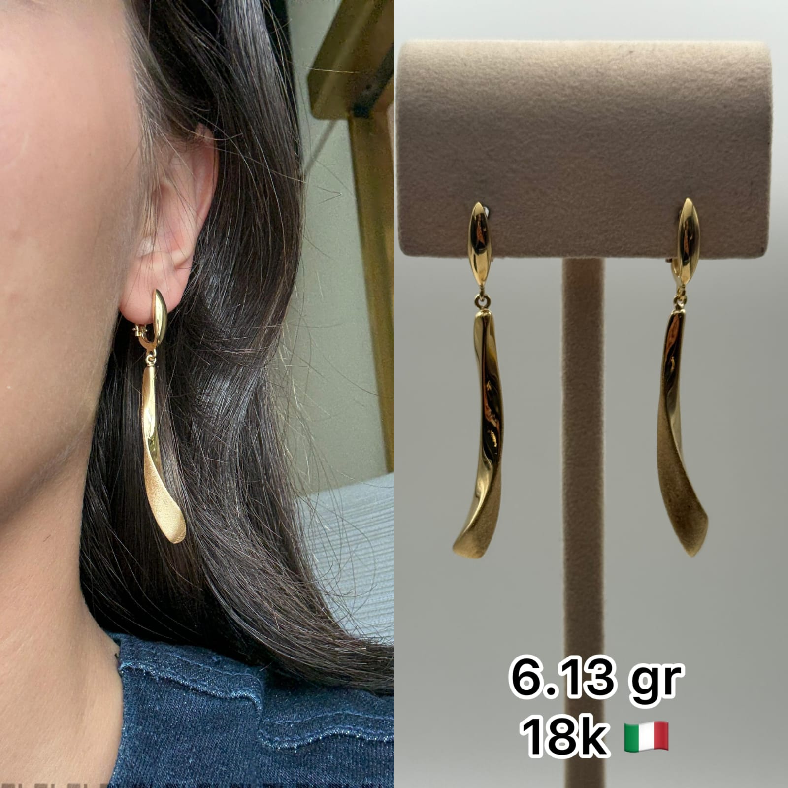 18K Italian Gold Sculptural Drop Earrings (6.13g) (Copy)
