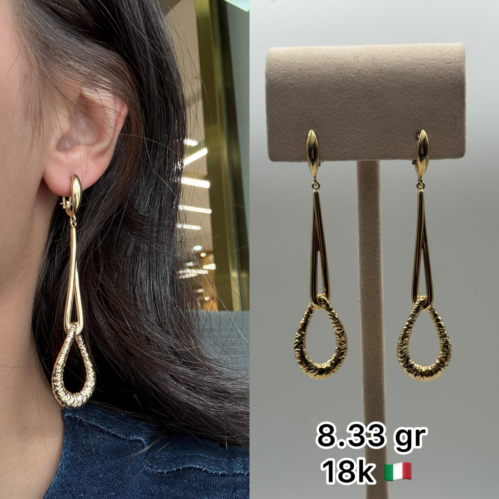 18K Italian Gold Long Drop Earrings (8.33g)