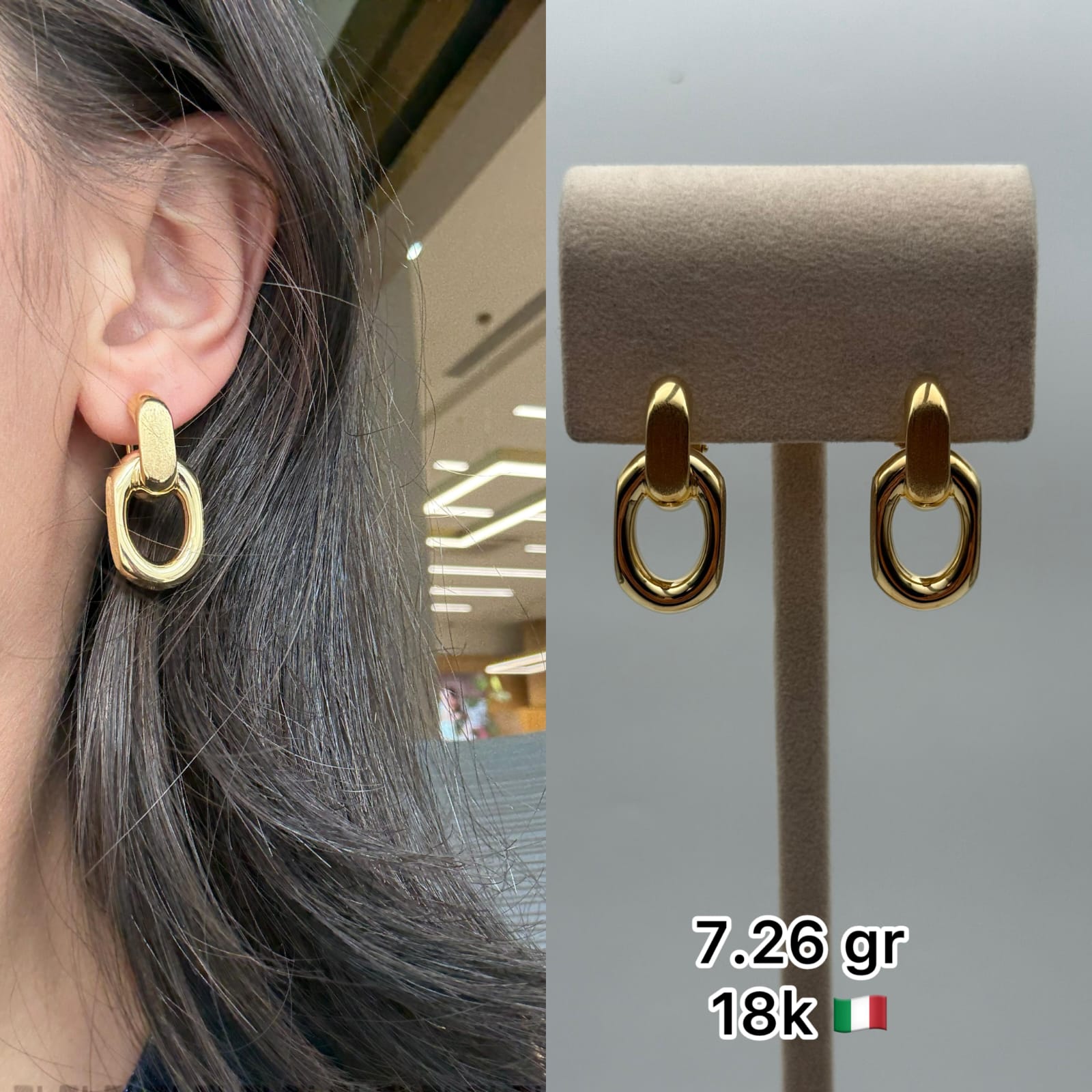 18K Italian Gold Double-Link Drop Earrings (7.26g)