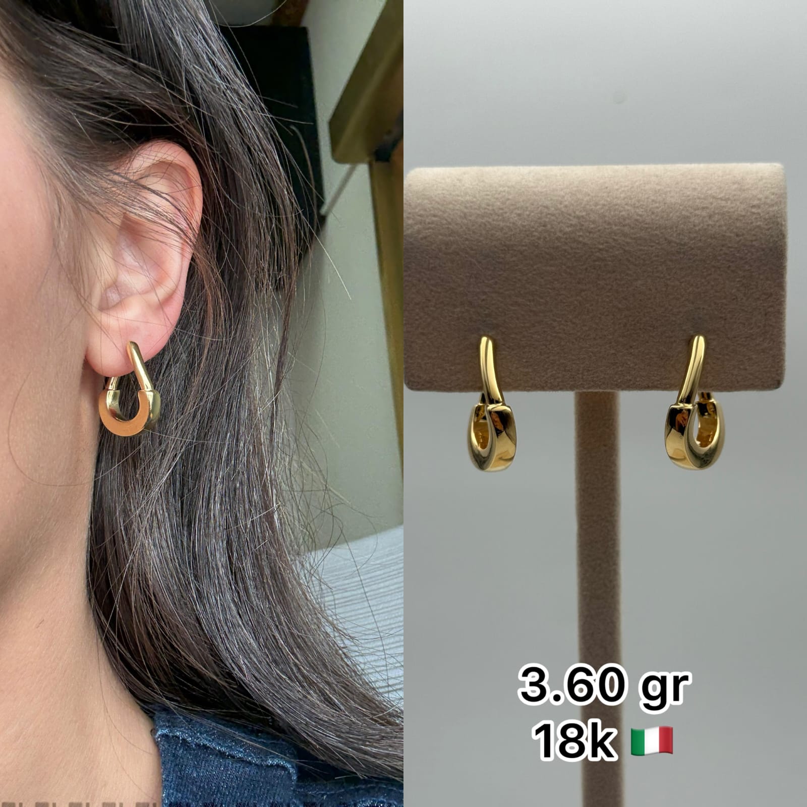 18K Italian Gold Textured Loop Hoops (7.13g)