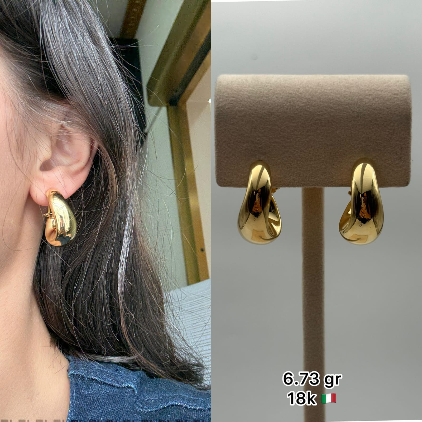 18K Italian Gold Bold Teardrop Hoops (6.73g)