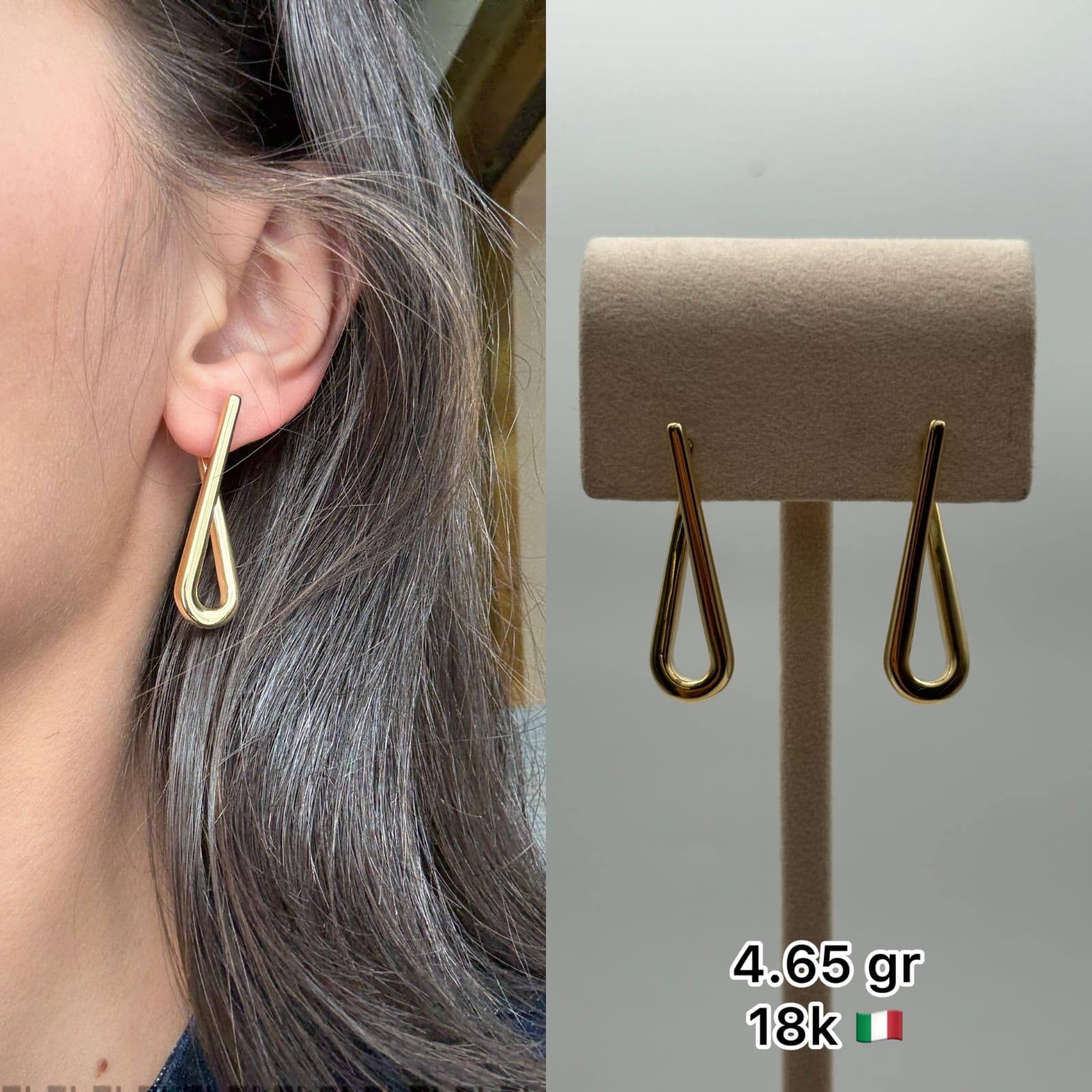 18K Italian Gold Open Teardrop Earrings (4.65g)