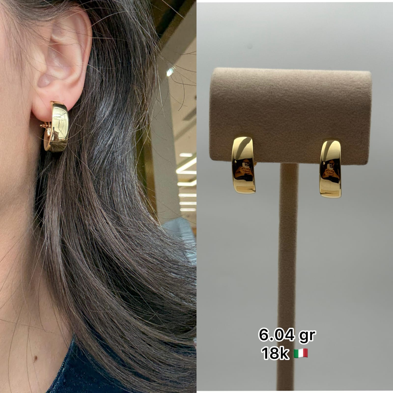 18K Italian Gold Classic Hoop Earrings (6.04g)